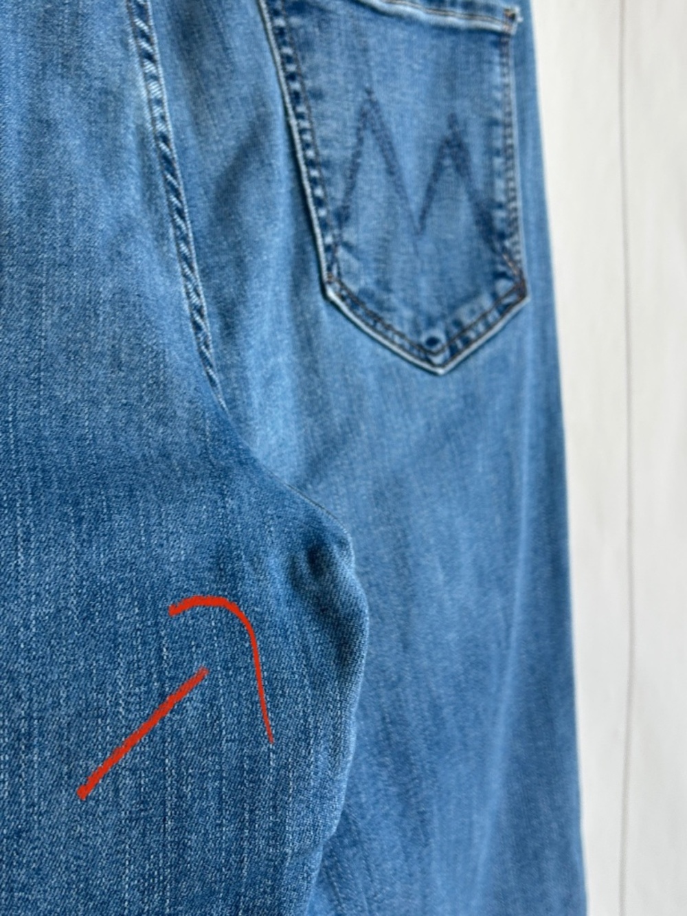 Mother Jeans size 31 Hustler Ankle Fray Healing Jar blue medium wash raw hem - Picture 16 of 16